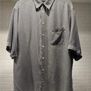 Murano Black and White Patterned Button Down Shirt- 100% Silk